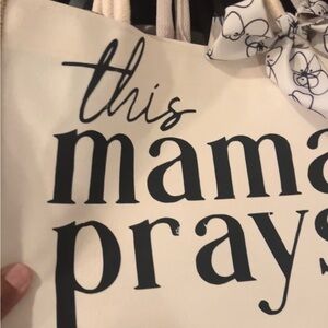 Cream Tote Bag with Black Text